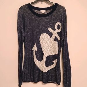 Navy Heart Anchor long sleeve shirt